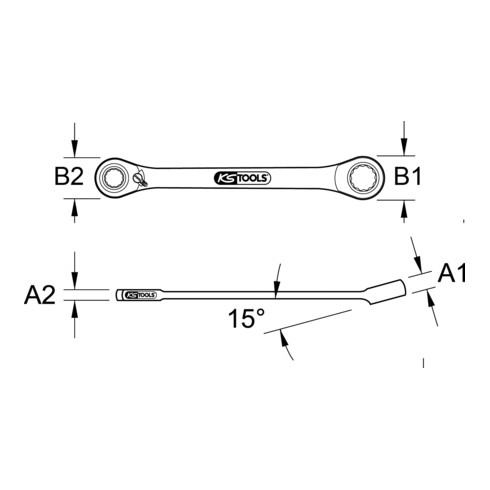 KS Tools GEARplus mini bit omkeerbare ratelringsleutel, inch