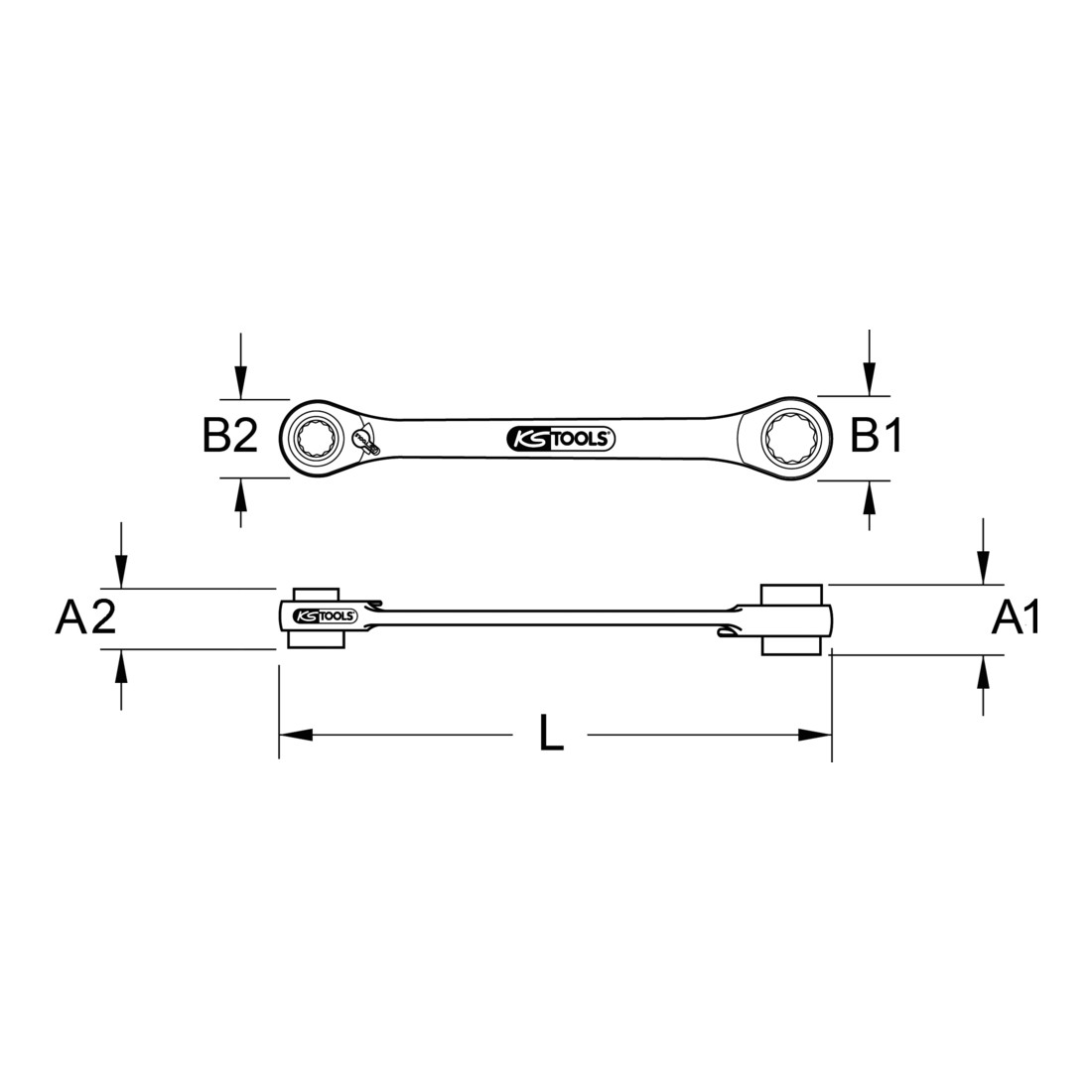 KS Tools geARplus Mini bit verstelbare ratelringsleutel, 1/4 "x10mm
