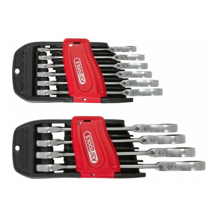 KS Tools GEARplus® Gelenk-Ratschenringmaulschlüssel, feststellbar, 10-tlg.