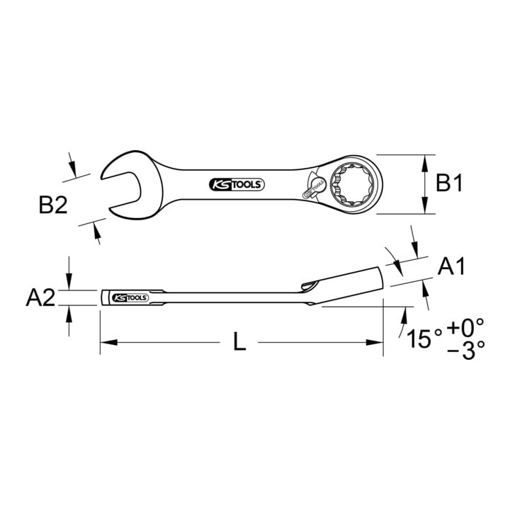 KS Tools geARplus ratelringsleutel, kort, 8mm