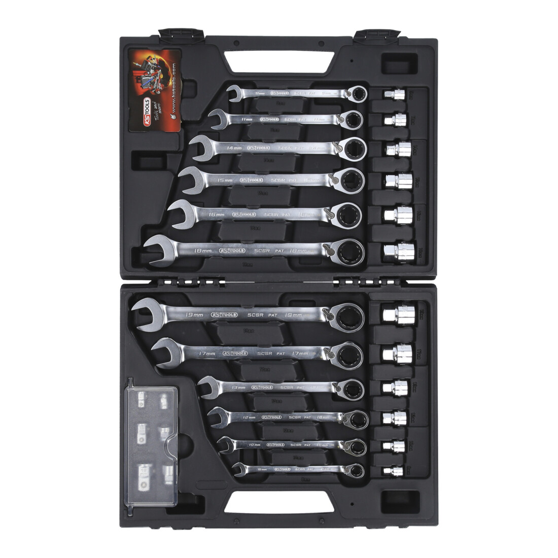 KS Tools geARplus RINGSTOP ratel-ringsteeksleutelset, 30-delig met adapter