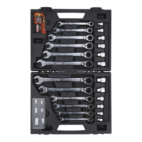 KS Tools geARplus RINGSTOP ratel-ringsteeksleutelset, 30-delig met adapter