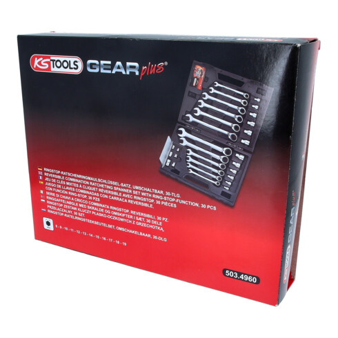 KS Tools geARplus RINGSTOP ratel-ringsteeksleutelset, 30-delig met adapter