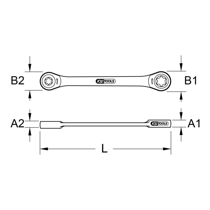 KS Tools GEARplus TX-E dubbele ratelringsleutel, E6xE8