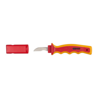 KS Tools geïsoleerd kabelstripmes, 200 mm gebogen blad