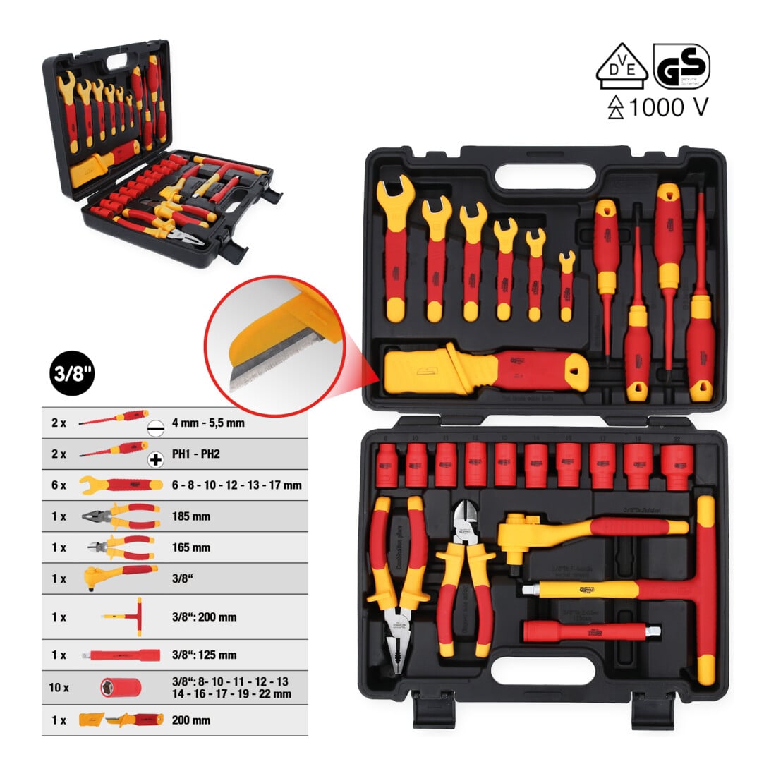 KS Tools Geïsoleerde gereedschapsset voor hybride- en elektrische voertuigen, 26-dlg