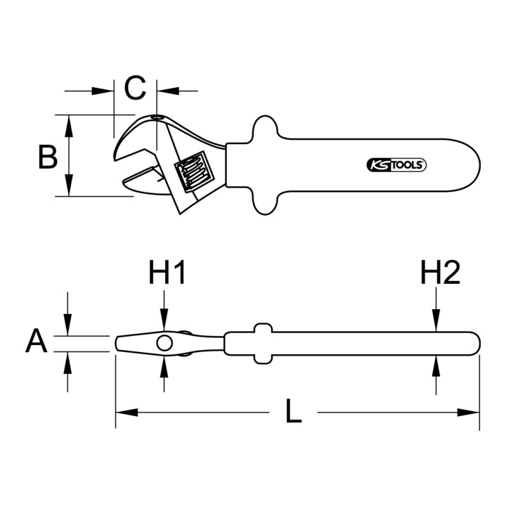 KS Tools geïsoleerde rolvork sleutel, 24mm