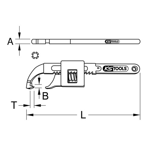 KS Tools Gelenk-Hakenschlüssel mit Nase, 20-100 mm
