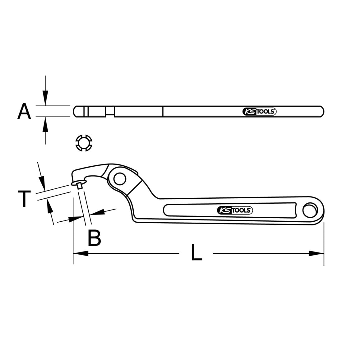 KS Tools Gelenk-Hakenschlüssel mit Zapfen