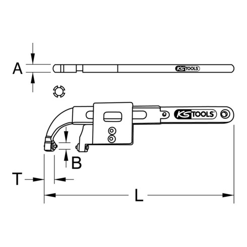 KS Tools Gelenk-Hakenschlüssel mit Zapfen, 20-100mm