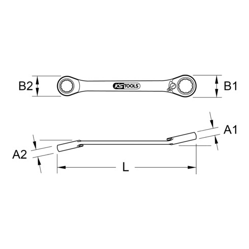 KS Tools gloeiplug dubbele ring ratelsleutel 8x12mm, haaks