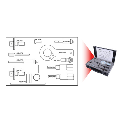 KS Tools GM / Opel / Saab - motor afstel gereedschap set, 11 stuks