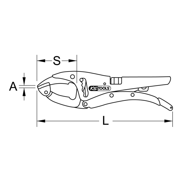KS Tools grijptang, getand, beweegbare bekken, 0-85mm