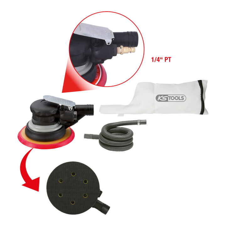 KS Tools Grobschliff-Exzenterschleifer mit Staubabsaugung
