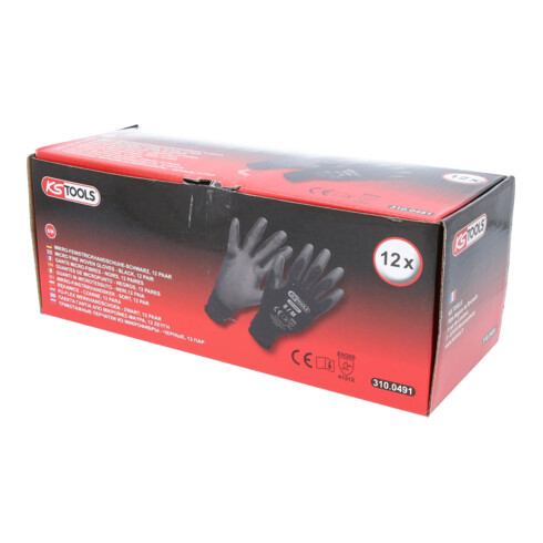 KS Tools Guanti in microtessuto neri, tg.8