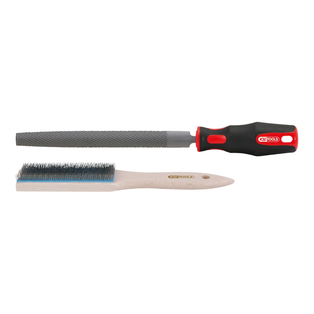 KS Tools Halbrund-Feile mit Feilenbürste, 2-teilig