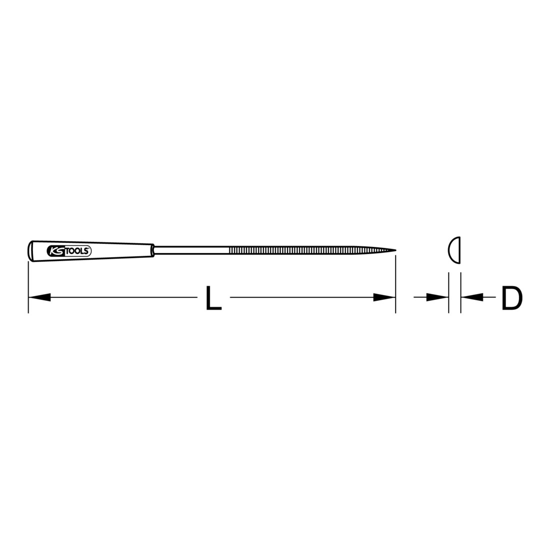 KS Tools Halbrund-Nadelfeile, 5mm