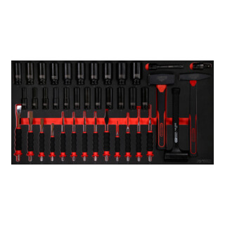 KS Tools hamer / beitel / en dopsleutelset in schuimrubberen inlage, 40 tlg.