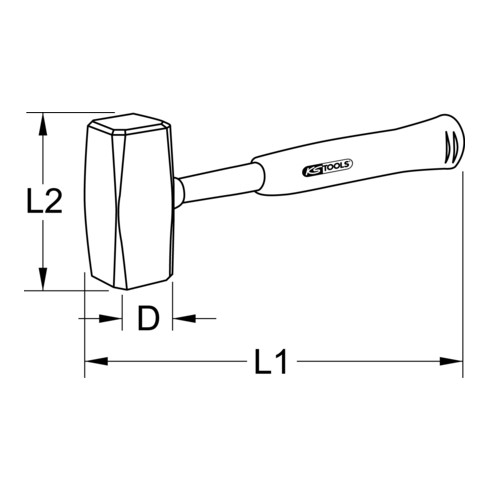 KS Tools hamer met stalen buis handvat en kunststof greep 260 mm