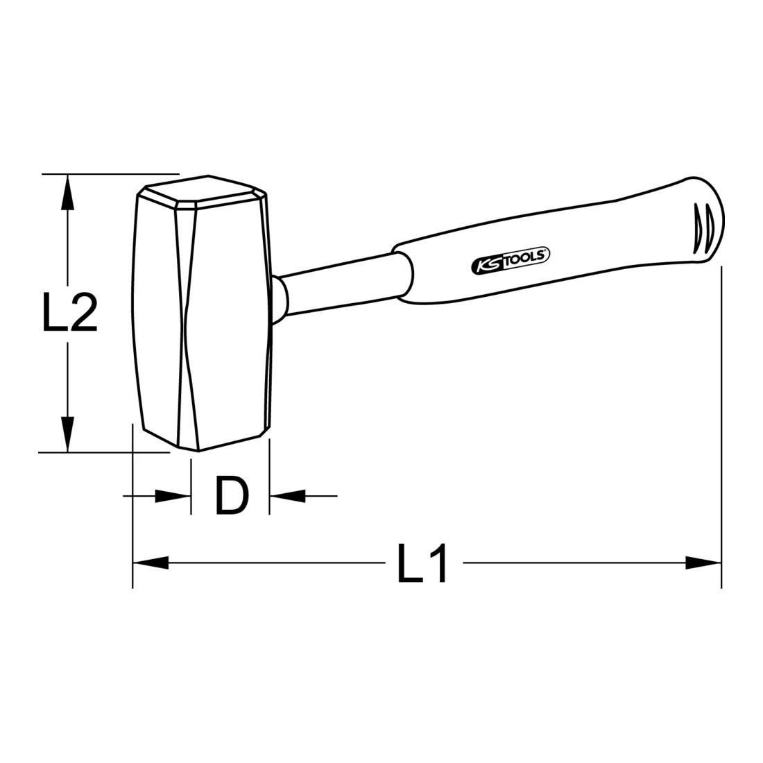 KS Tools hamer met stalen buis handvat en kunststof greep 260 mm