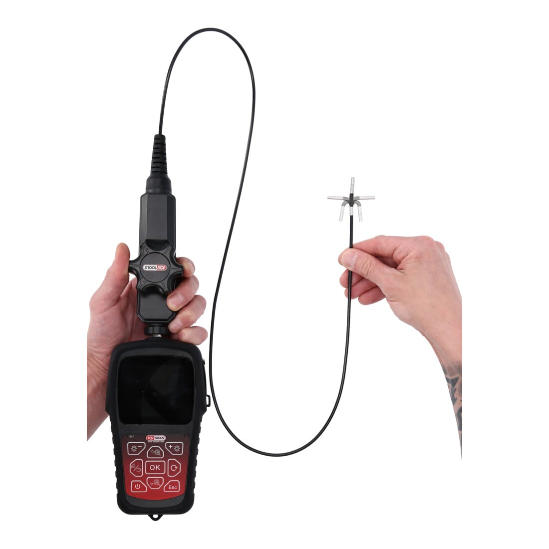 KS Tools HD-Videoskop-Satz mit Ø 3,9 mm 180° und 0° HD Frontkamera-Sonde, flexible PVC Hülle, 3-tlg