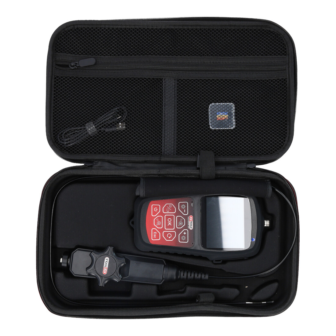 KS Tools HD-Videoskop-Satz mit Ø 3,9 mm 180° und 0° HD Frontkamera-Sonde, flexible PVC Hülle, 3-tlg