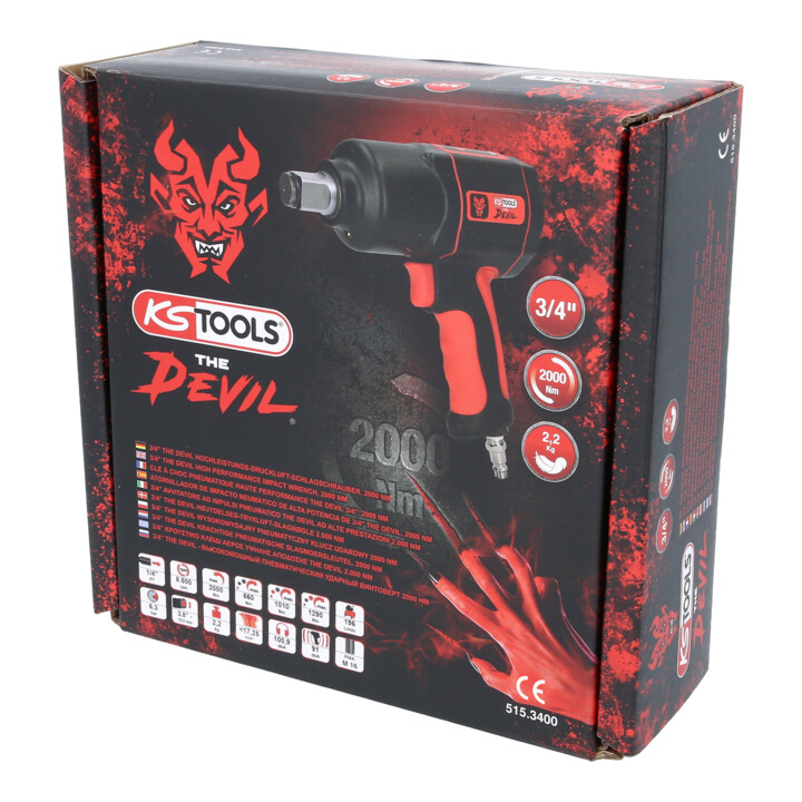 KS Tools Heavy-duty luchtslagmoersleutel THE DEVIL 3/4 inch, 2000 Nm