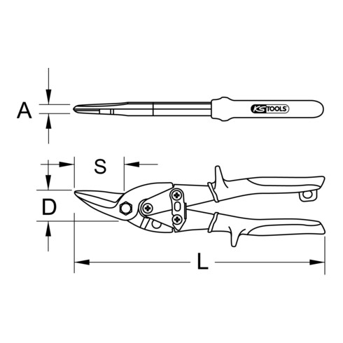 KS Tools Hebel-Blechdurchgangsschere, linksschneidend