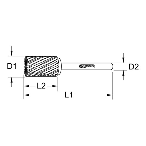 KS Tools HM cilindrische freesstift vorm A met vlakke vertanding