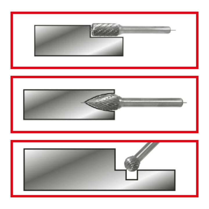 KS Tools HM Frässtift-Satz in Stahlblechkassette, 3-teilig