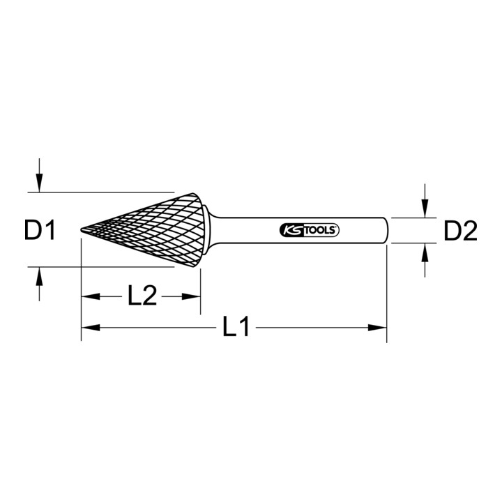 KS Tools HM spitse stiftfrees vorm M, 3mm