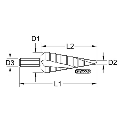 KS Tools HSS Co 5 Stufenbohrer,Ø 6-32mm, 9 Stufen