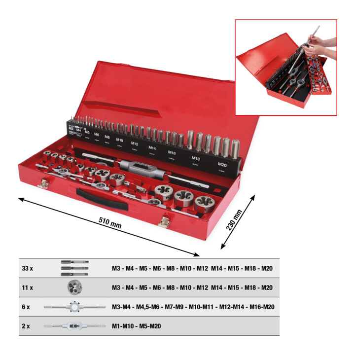 KS Tools HSS Co Gewindeschneidwerkzeug-Satz, 54-teilig