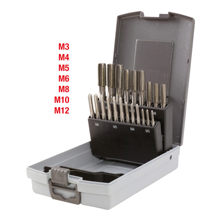 KS Tools HSS CO Handgewindebohrer-Satz M, Kunststoffkassette 21-teiligM3-M12