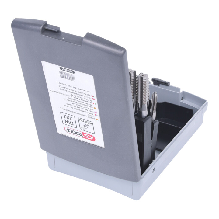 KS Tools HSS CO Handgewindebohrer-Satz M, Kunststoffkassette 21-teiligM3-M12