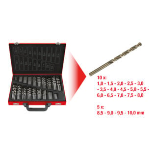 KS Tools HSS-G Co 5 spiraalboor set, 170 stuks, 1-10mm