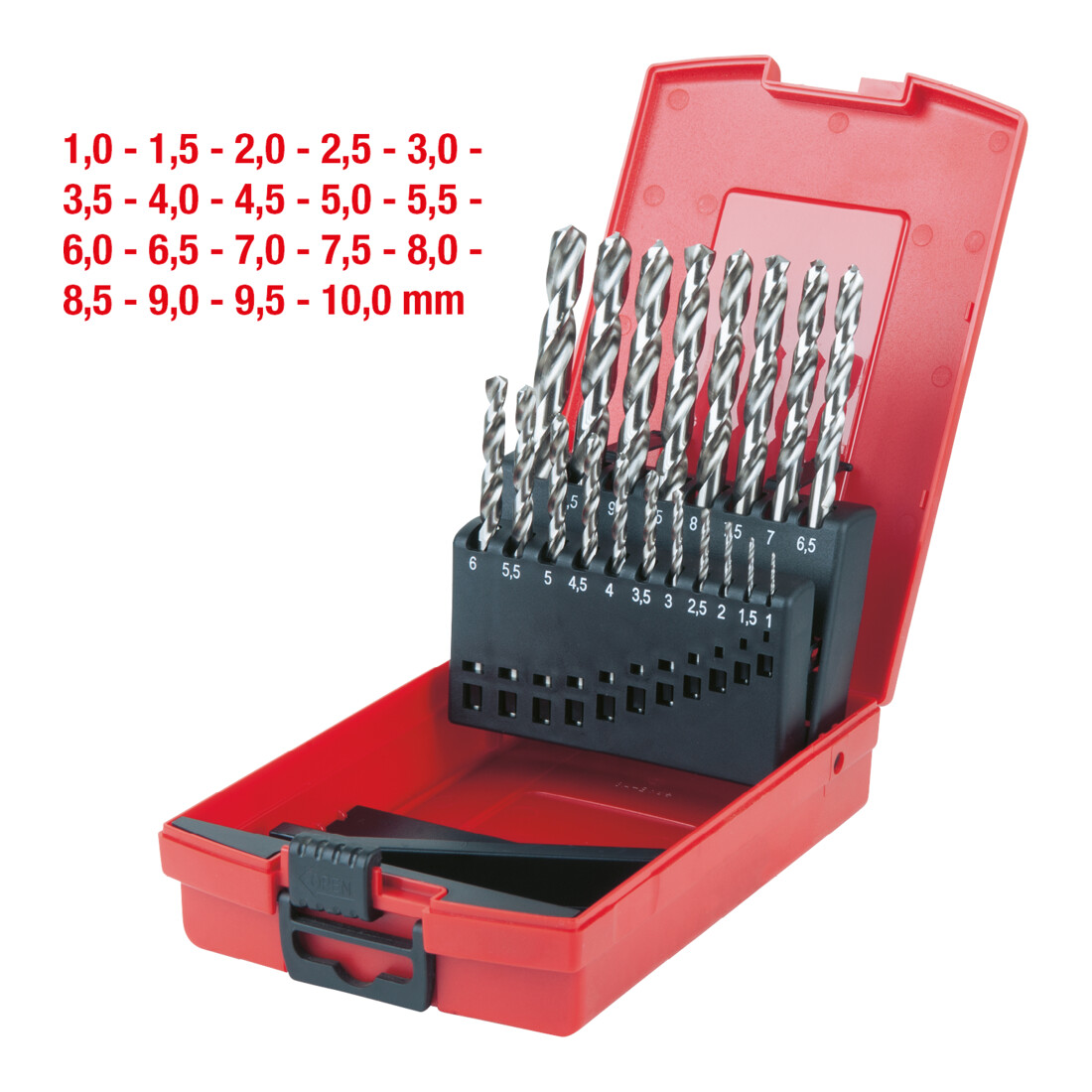 KS Tools HSS-G Spiralbohrer-Satz, Kunststoffkassette, 19-teilig 1-10mm