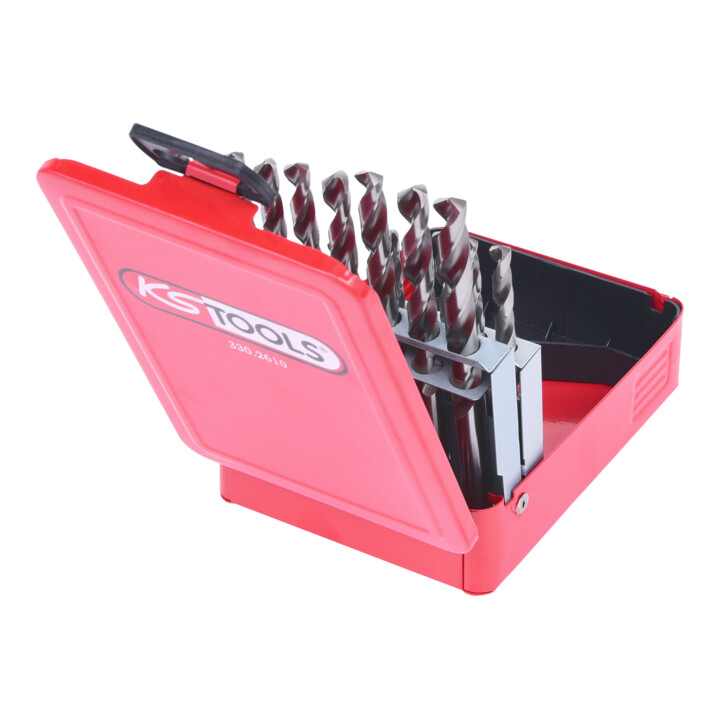 KS Tools HSS-G Spiralbohrer-Satz, Stahlblechkassette, 19-teilig 1-10mm