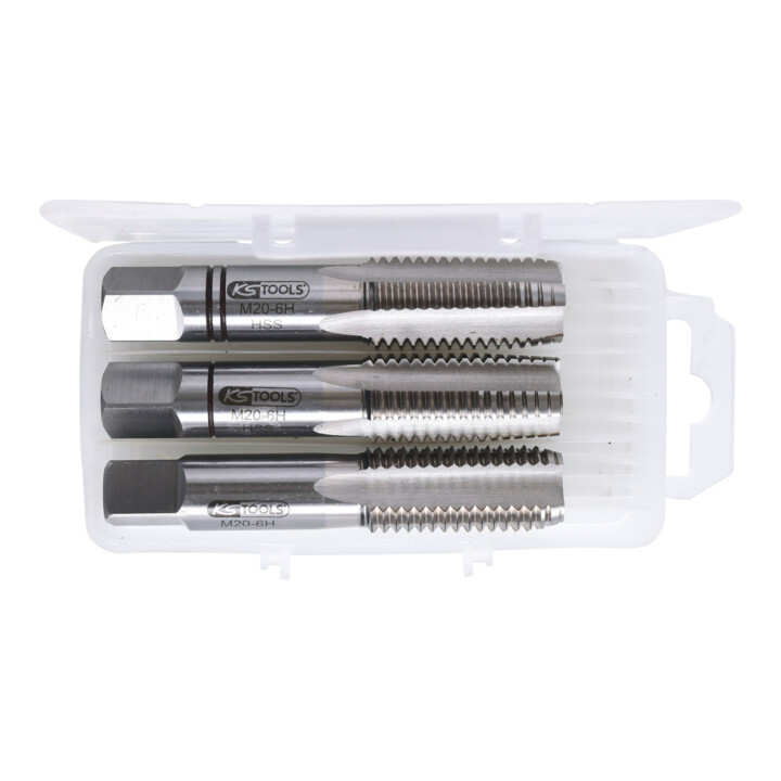 KS Tools HSS Handgewindebohrer-Satz M, M20x2,5, 3-teilig