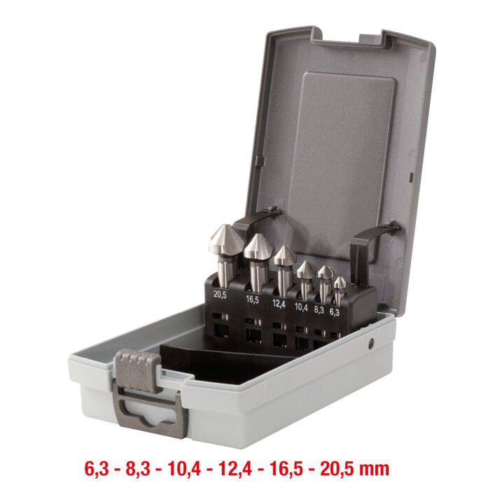 KS Tools HSS Kegel- und Entgratsenker-Satz, Kunststoffkassette 6-teilig