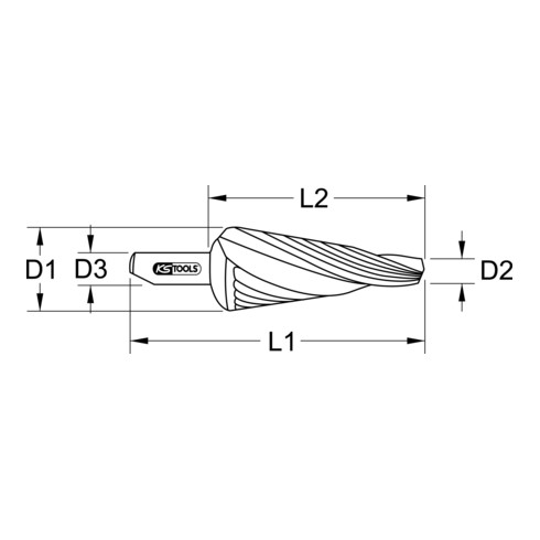 KS Tools HSS plaatschilboor, spiraalvertand, Ø 4-14mm