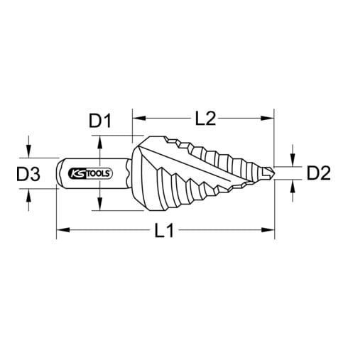 KS Tools HSS-stappenboor extra kort, Ø 4-12mm, 9 stappen