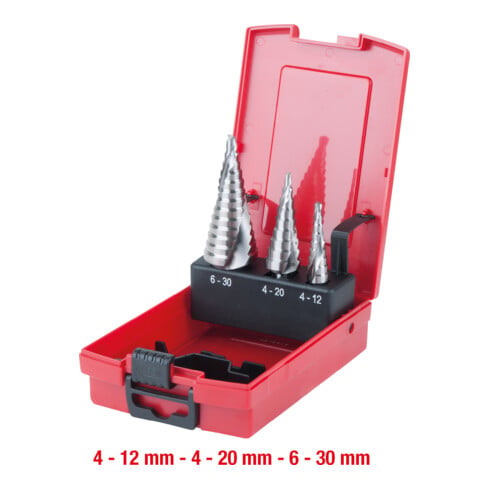 KS Tools HSS-stappenboorset, kunststof koffer, 3 stuks