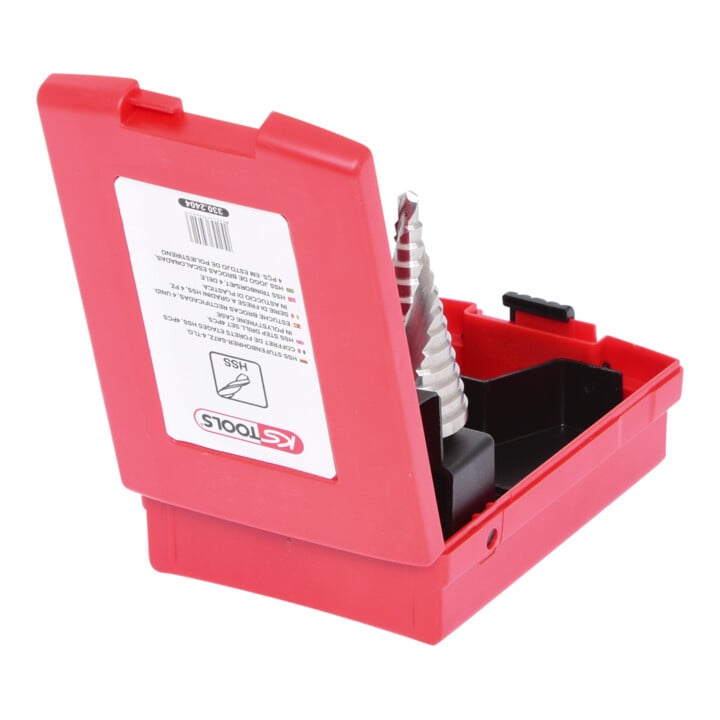 KS Tools HSS Stufenbohrer-Satz, Kunststoffkassette 3-teilig