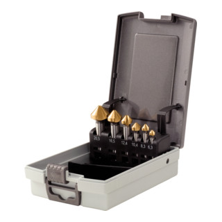 KS Tools HSS TiN conische ontbramingsverzinkboorset, kunststof koffer 6 stuks