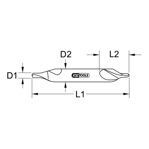 KS Tools HSS Zentrierbohrer, 6,3mm DIN 333 Form R