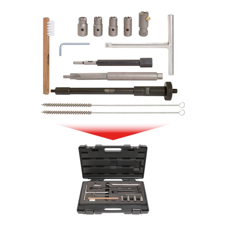KS Tools Injektoren-Dichtsitz-Reinigungs-Satz, 13-teilig