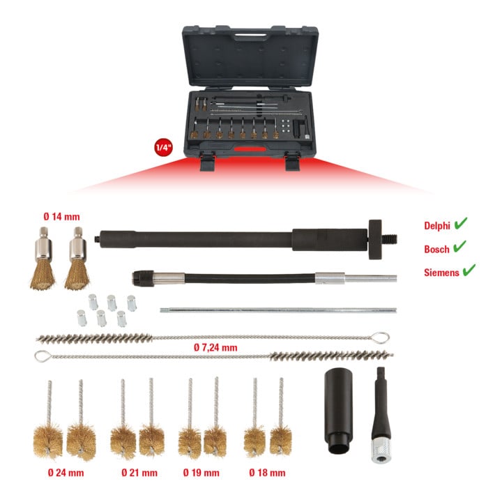 KS Tools Injektorenschacht-Reinigungs-Satz, 23-tlg.