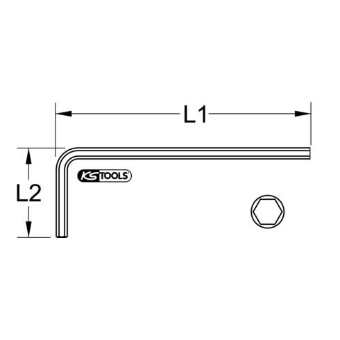 KS Tools Innensechskant-Winkelstiftschlüssel, kurz, Zoll