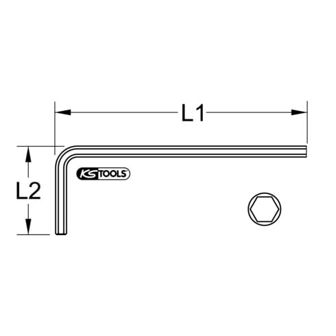 KS Tools Innensechskant-Winkelstiftschlüssel, XL, 1/4"